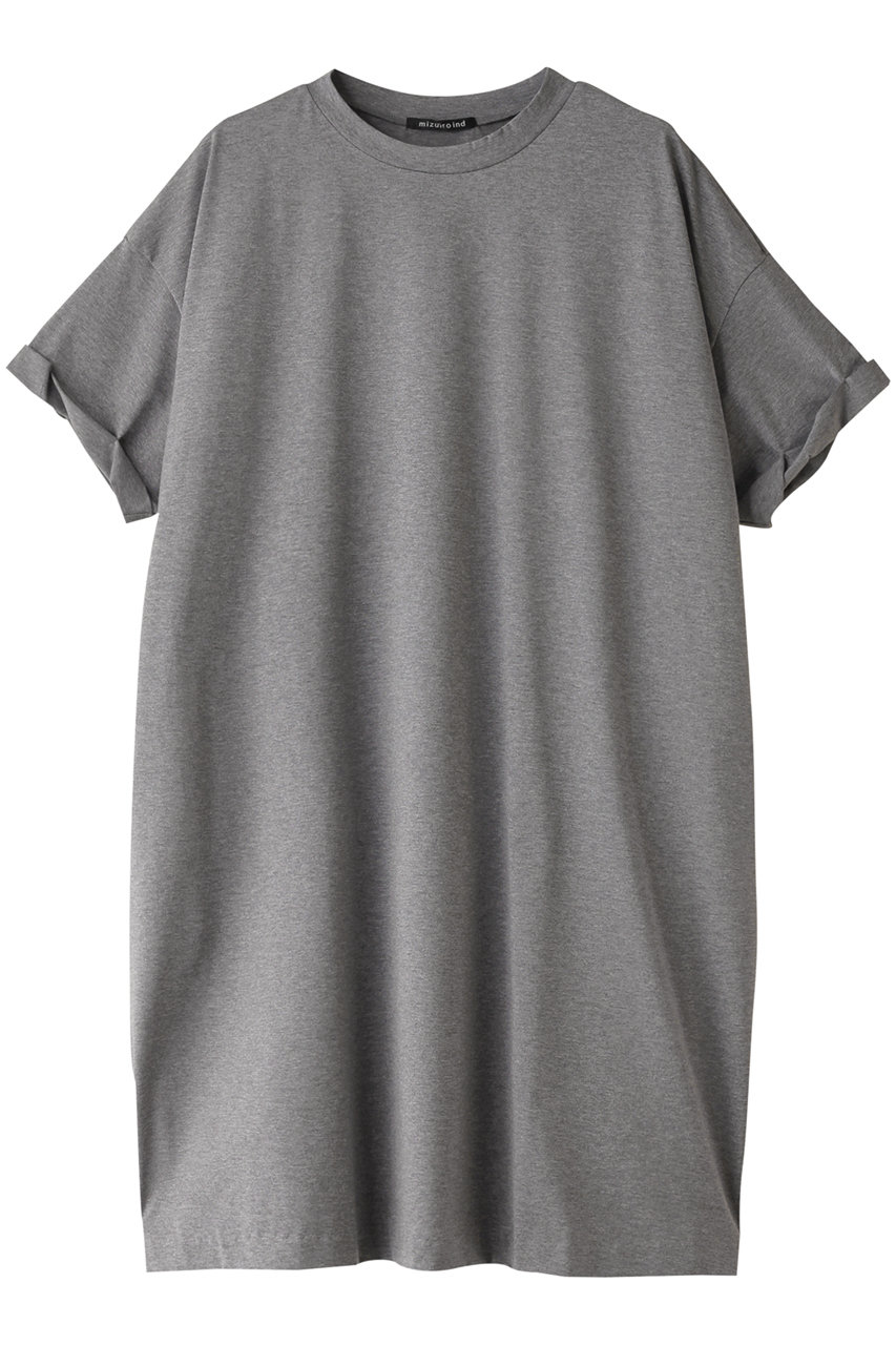 mizuiro ind crew neck roll slv wide OP ワンピース (gray, F) ミズイロインド ELLE SHOP mizuiro ind crew neck roll slv wide OP ワンピース (gray, F) ミズイロインド ELLE SHOP