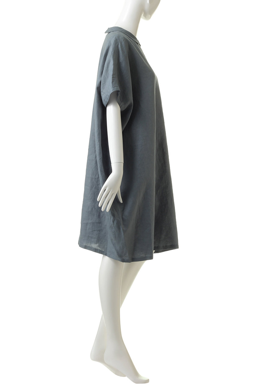 Mizuiro Ind ミズイロインド シャツカラーコクーンワイドワンピース ライトブルー の通販 Elleshop エル ショップ