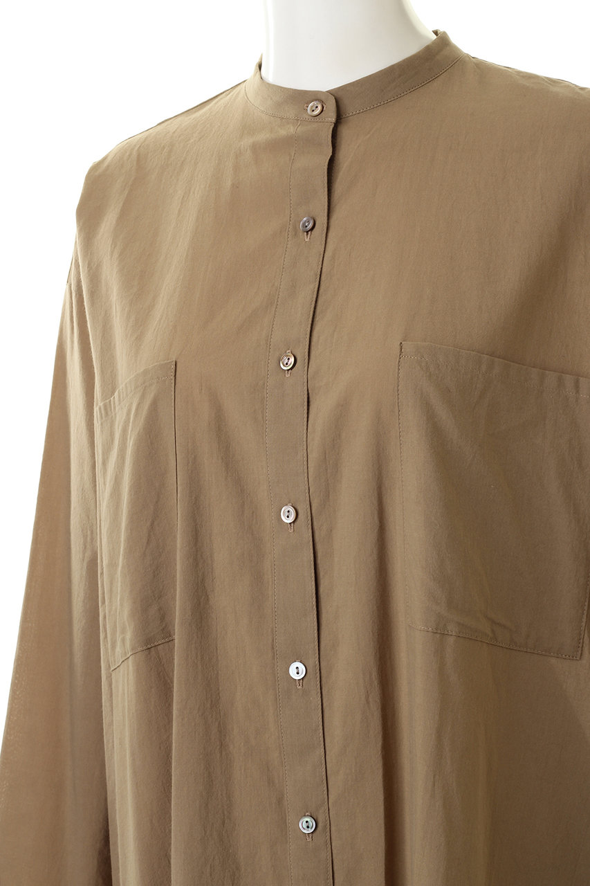 Mizuiro Ind ミズイロインド ポケット付きバンドカラーワイドシャツワンピース ベージュ の通販 Elleshop エル ショップ