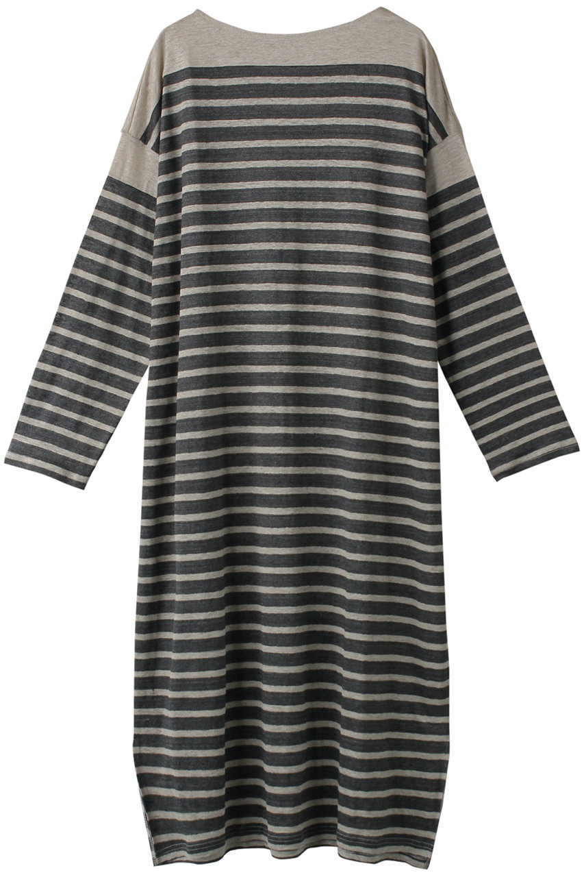 mizuiro ind リネンBDバスクシャツワンピース (グレー, F) ミズイロインド ELLE SHOP mizuiro ind リネンBDバスクシャツワンピース (グレー, F) ミズイロインド ELLE SHOP