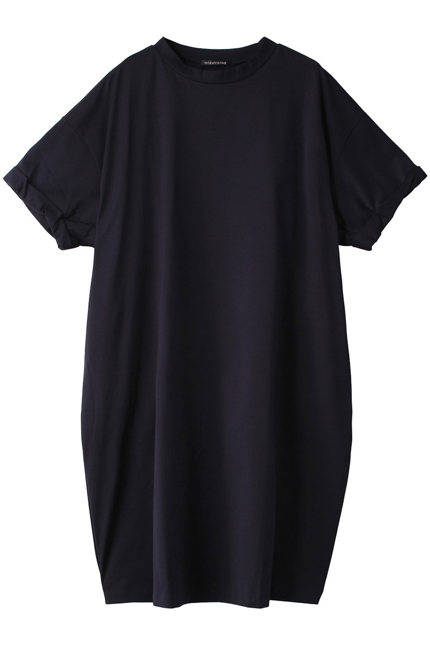 mizuiro ind ロールスリーブワンピース (ネイビー, F) ミズイロインド ELLE SHOP mizuiro ind ロールスリーブワンピース (ネイビー, F) ミズイロインド ELLE SHOP
