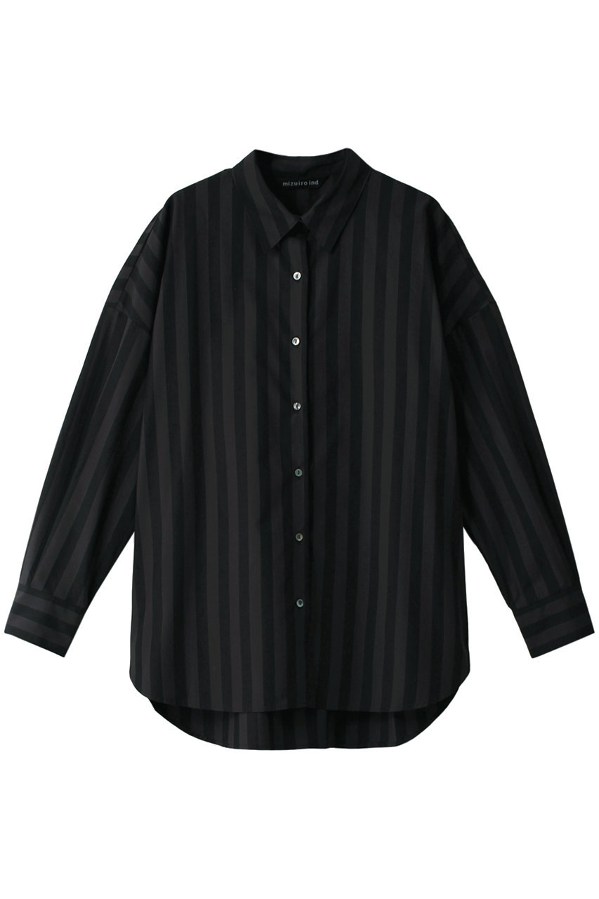 ミズイロインド/mizuiro indのstripe wide shirt シャツ(グレー/4-230004)