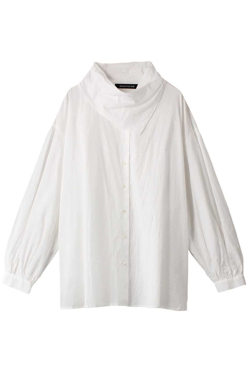 ミズイロインド/mizuiro indのスカーフカラー ワイドシャツ(オフホワイト/1-230001)