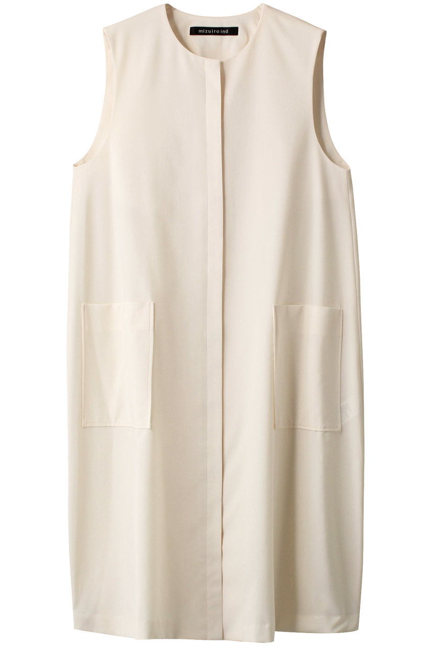 ミズイロインド/mizuiro indのfront fly cocoon gilet ジレ(ivory/1-250021)