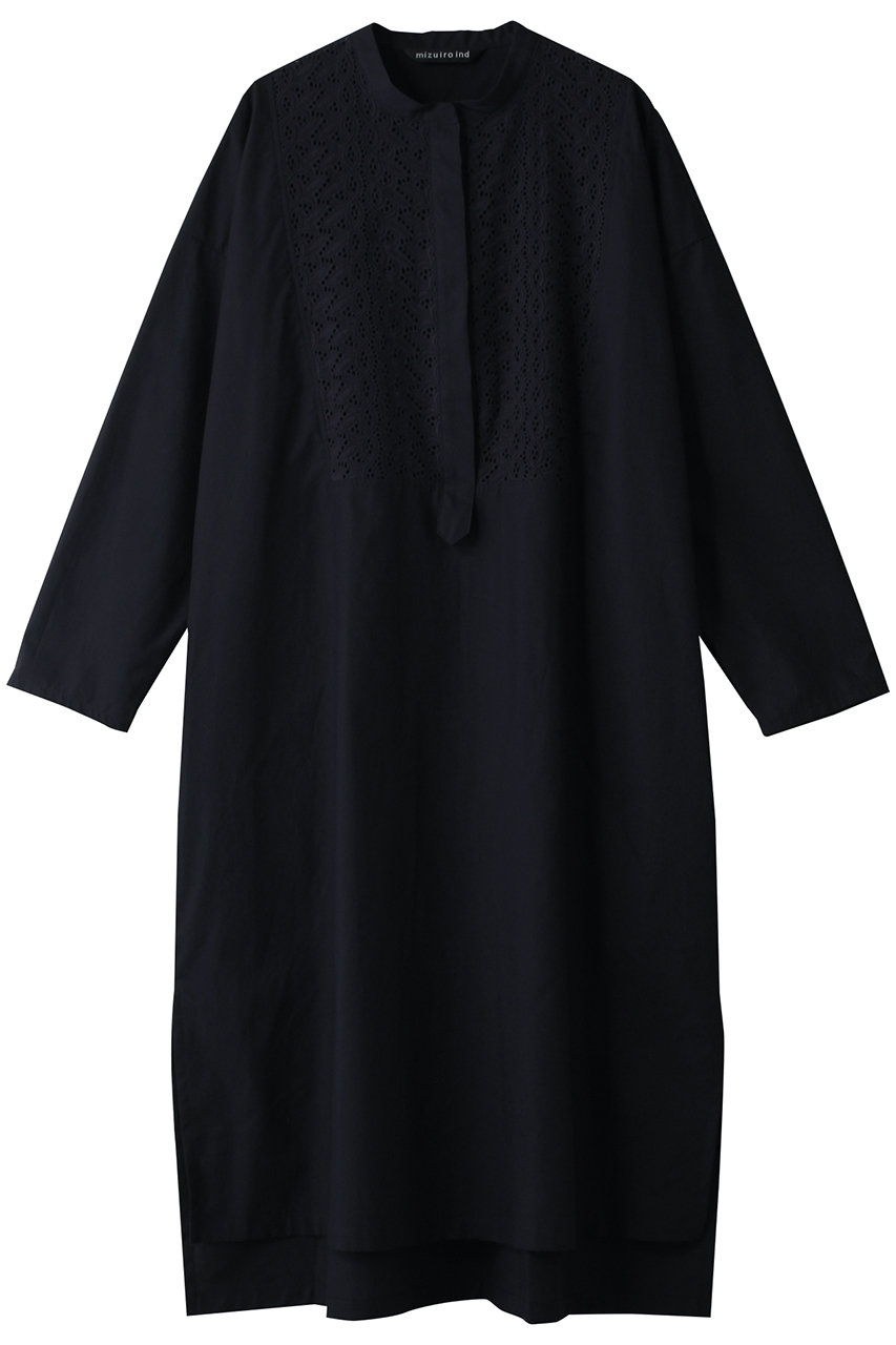 mizuiro ind lace combi shirt OP ワンピース (ネイビー, F) ミズイロインド ELLE SHOP mizuiro ind lace combi shirt OP ワンピース (ネイビー, F) ミズイロインド ELLE SHOP
