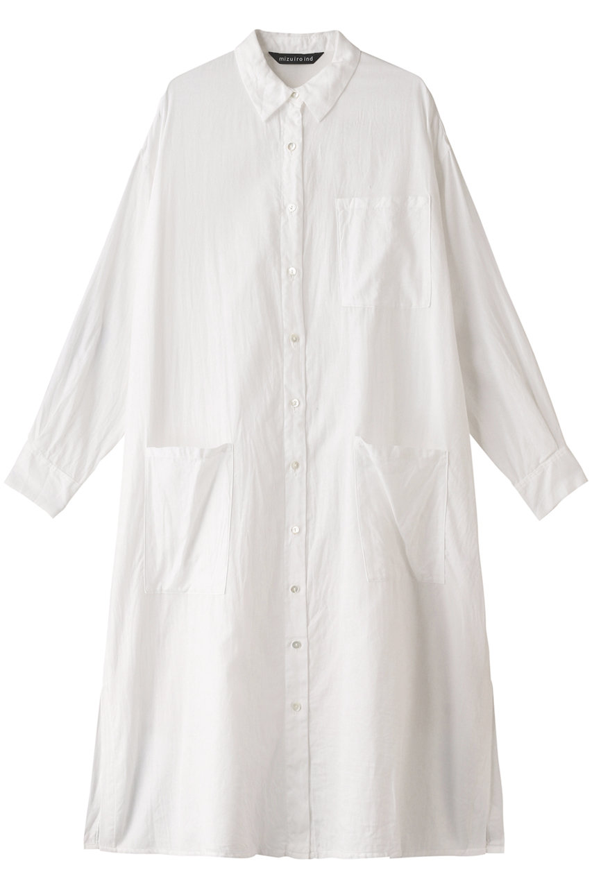 ミズイロインド/mizuiro indのpatch pockets shirt OP ワンピース(ホワイトA/1-250008)