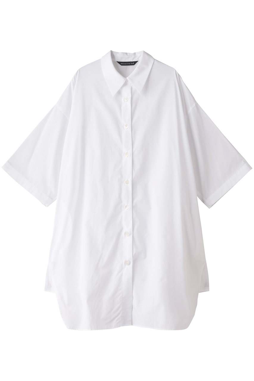 mizuiro ind half slv wide shirt OP ワンピース (オフホワイト, F) ミズイロインド ELLE SHOP mizuiro ind half slv wide shirt OP ワンピース (オフホワイト, F) ミズイロインド ELLE SHOP