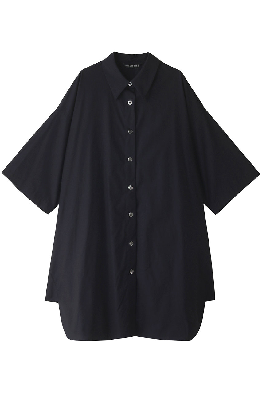 mizuiro ind half slv wide shirt OP ワンピース (ネイビー, F) ミズイロインド ELLE SHOP mizuiro ind half slv wide shirt OP ワンピース (ネイビー, F) ミズイロインド ELLE SHOP