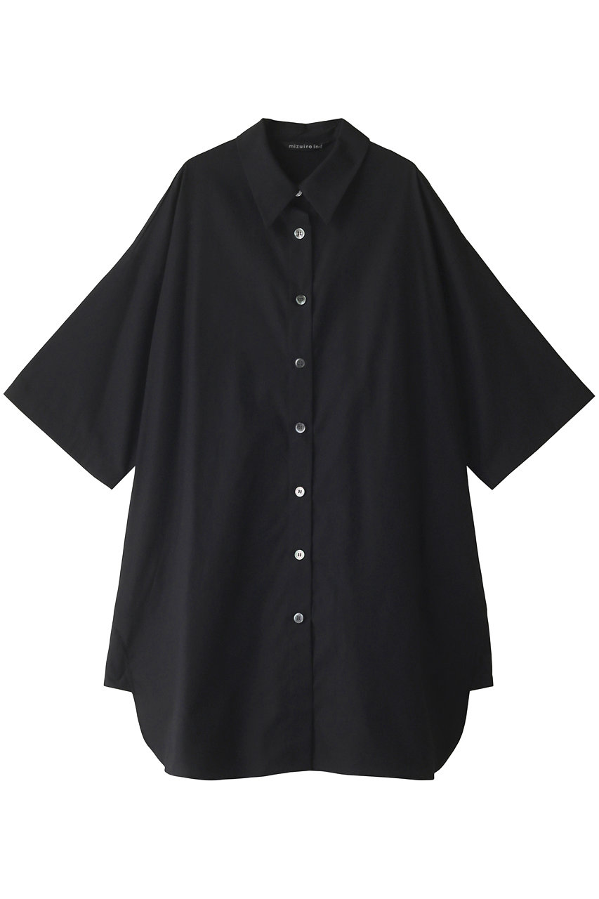 mizuiro ind half slv wide shirt OP ワンピース (ブラック, F) ミズイロインド ELLE SHOP mizuiro ind half slv wide shirt OP ワンピース (ブラック, F) ミズイロインド ELLE SHOP