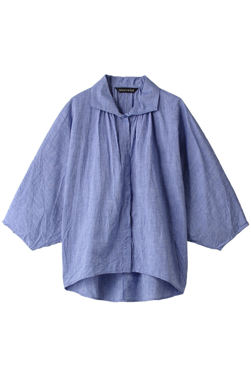 mizuiro ind gatherd dolman shirt シャツ (ブルー, F) ミズイロインド ELLE SHOP mizuiro ind gatherd dolman shirt シャツ (ブルー, F) ミズイロインド ELLE SHOP