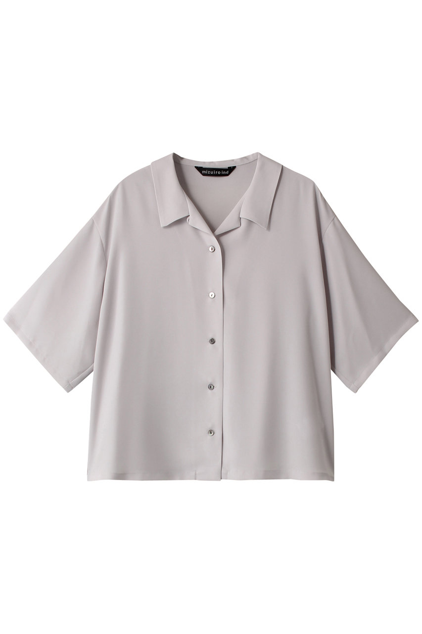 mizuiro ind half slv shirt シャツ (ライトグレー, F) ミズイロインド ELLE SHOP mizuiro ind half slv shirt シャツ (ライトグレー, F) ミズイロインド ELLE SHOP