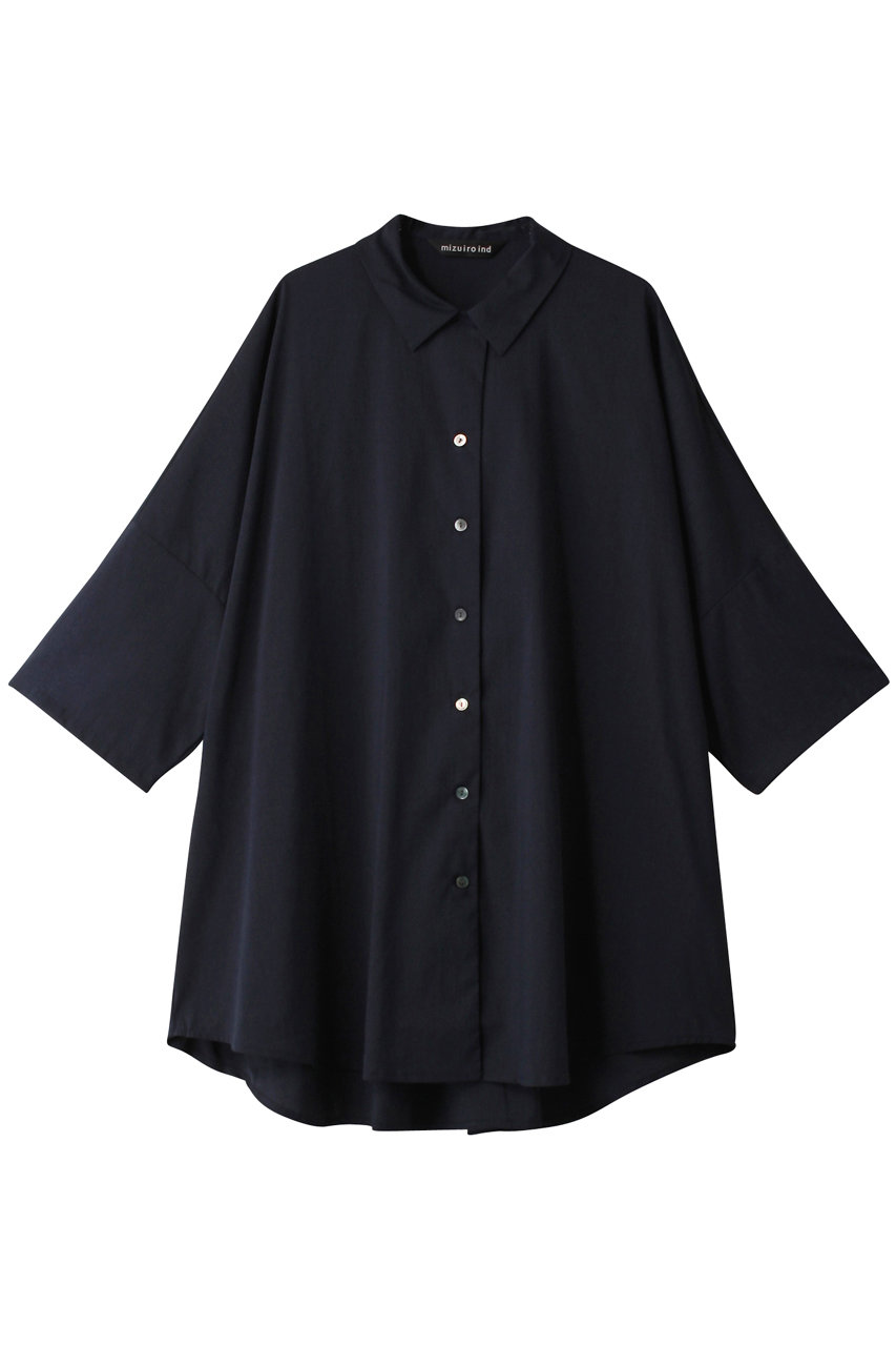mizuiro ind half slv wide shirt tunic チュニック (ネイビーA, F) ミズイロインド ELLE SHOP