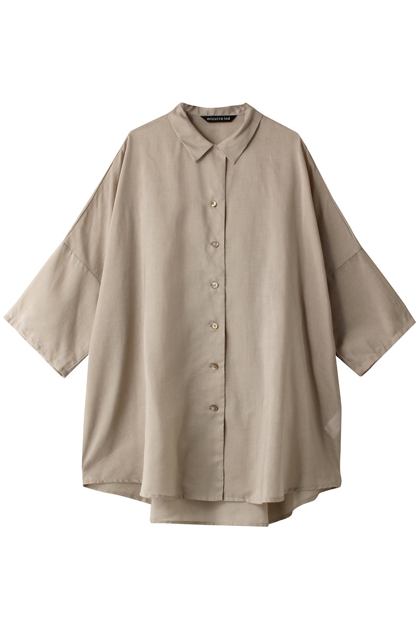 mizuiro ind half slv wide shirt tunic チュニック (beige, F) ミズイロインド ELLE SHOP