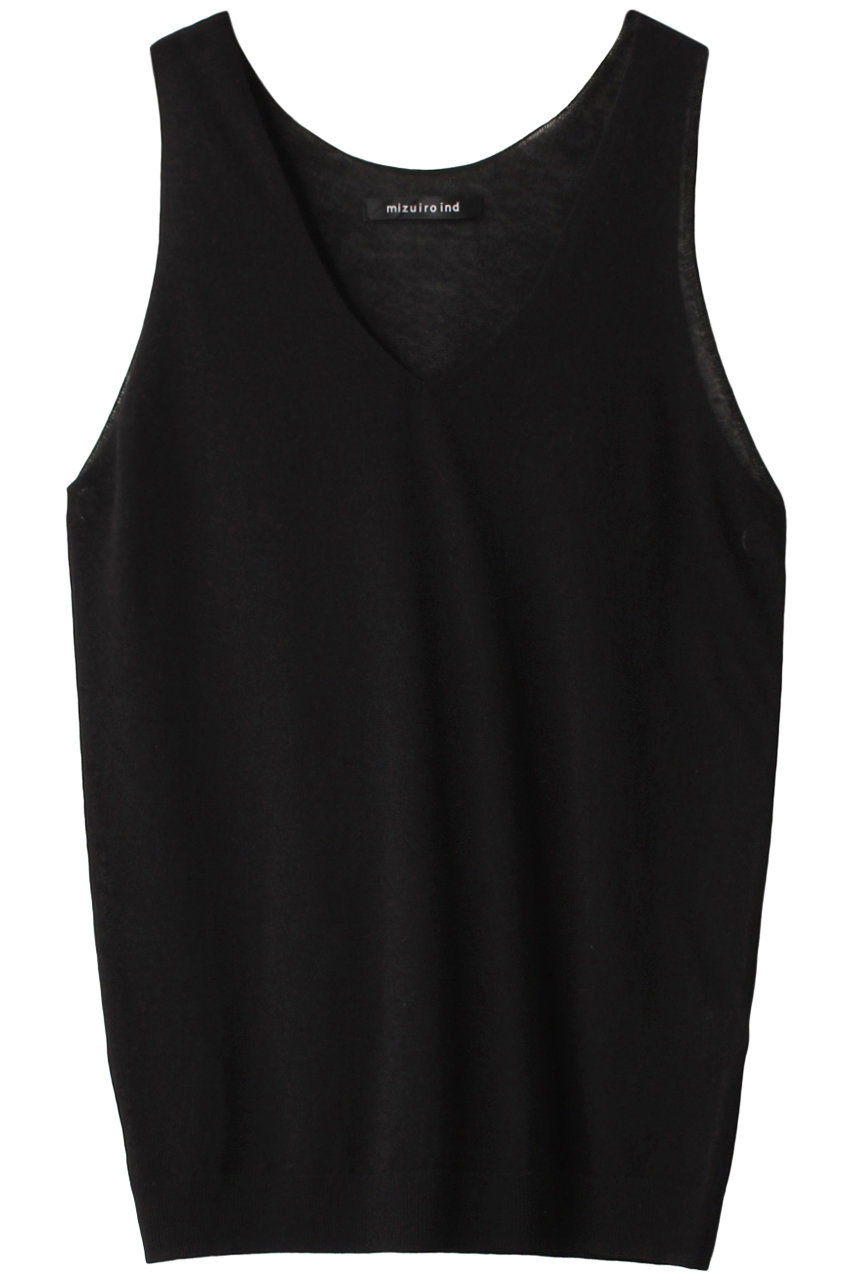 mizuiro ind HG round neck vest ベスト (ブラック, F) ミズイロインド ELLE SHOP mizuiro ind HG round neck vest ベスト (ブラック, F) ミズイロインド ELLE SHOP