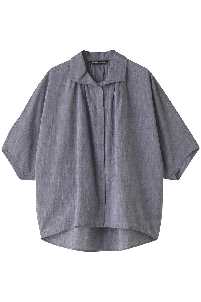 ミズイロインド/mizuiro indのgather dolman shirt シャツ(gray/2-230048)