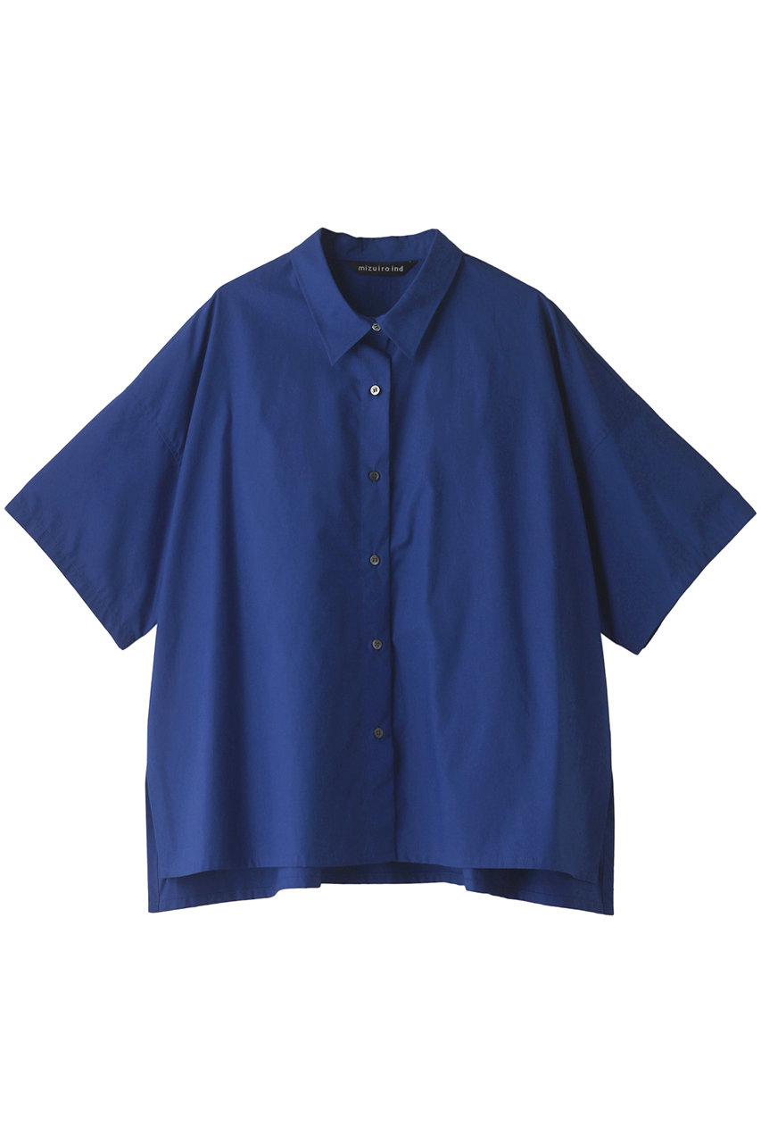 ミズイロインド/mizuiro indのharf sleeve shirt tunic チュニック(blue/2-230049)