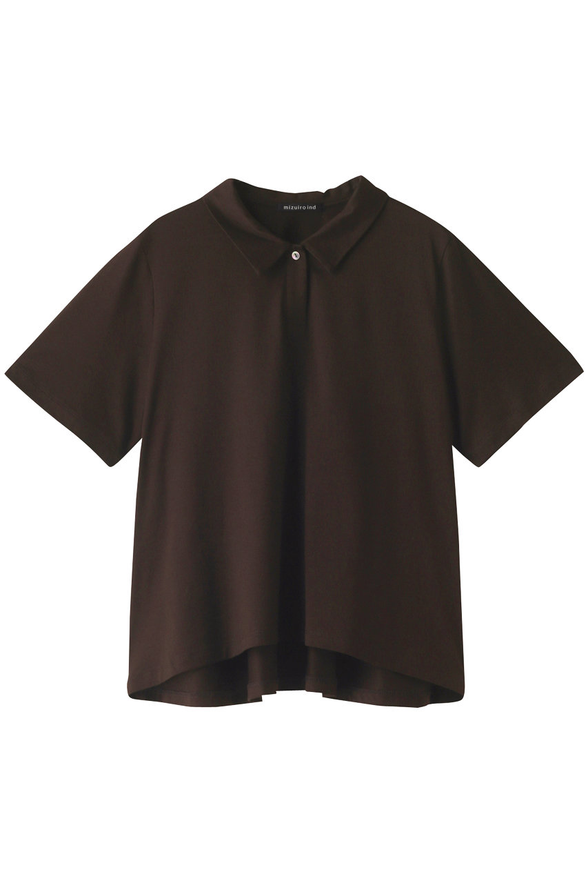 ミズイロインド/mizuiro indのA line polo shirt シャツ(brown/2-210051)