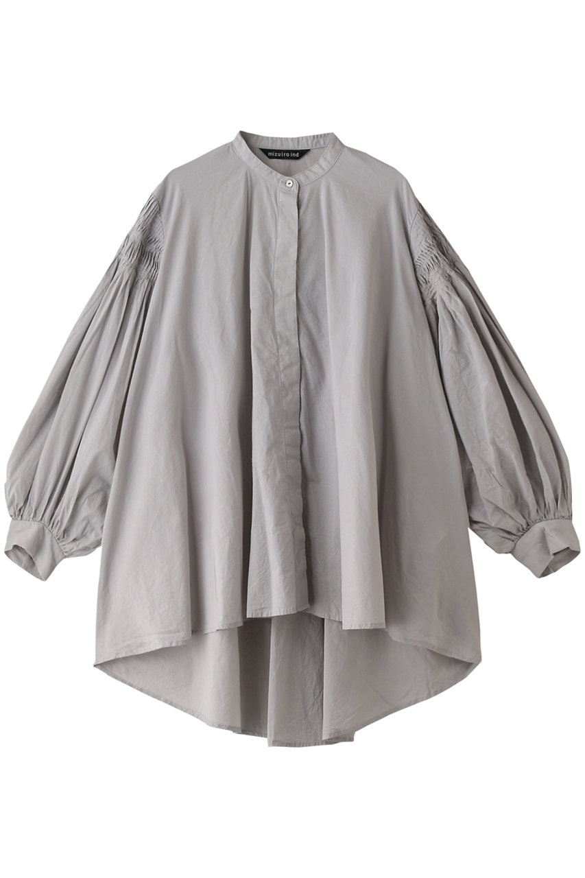 ミズイロインド/mizuiro indのpin tucked puff slv shirt シャツ(l.gray/3-230043)