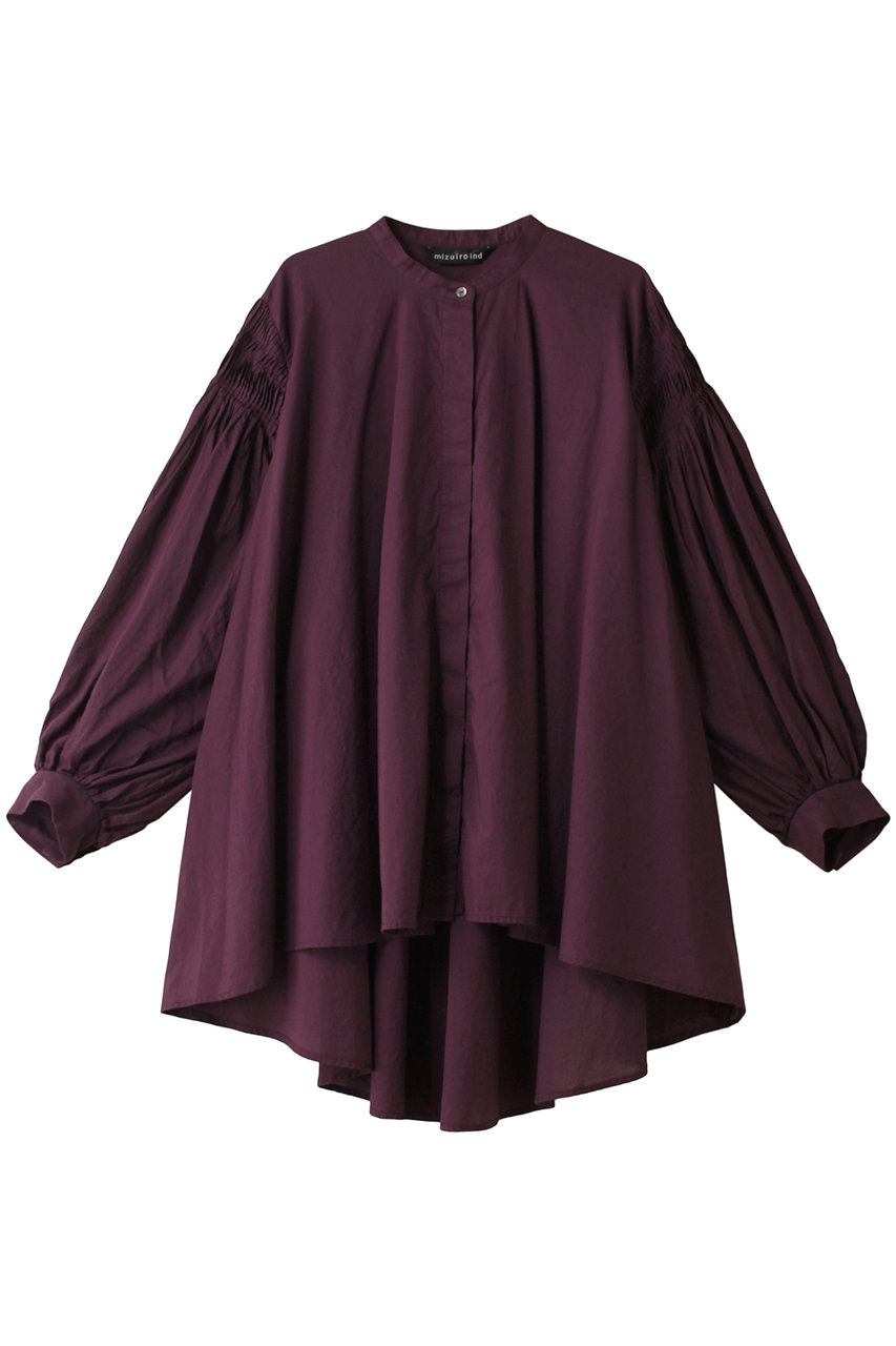 ミズイロインド/mizuiro indのpin tucked puff slv shirt シャツ(wine/3-230043)