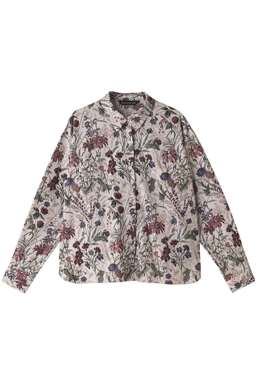 ＜ELLE SHOP＞ mizuiro ind flower print shirt シャツ (beige F) ミズイロインド ELLE SHOP