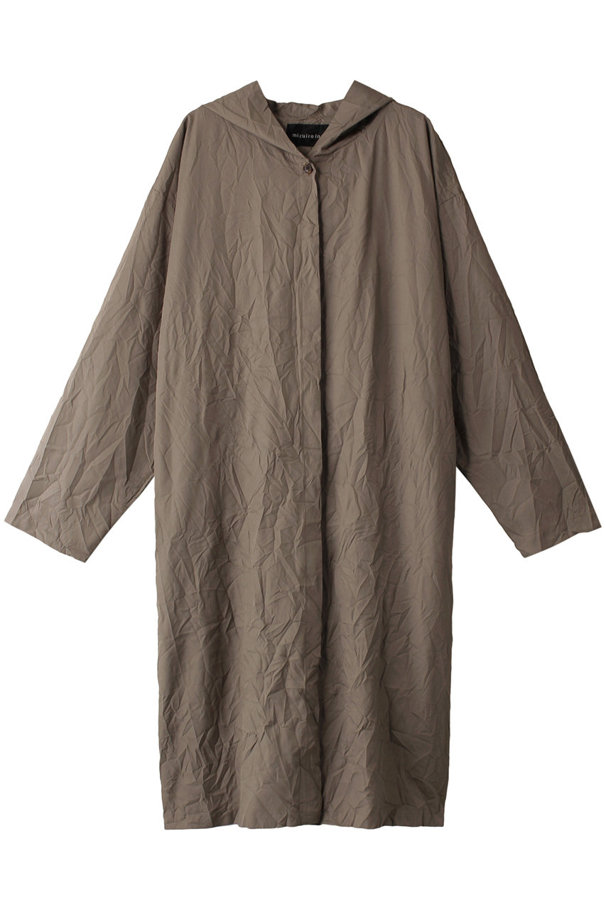 ＜ELLE SHOP＞ mizuiro ind washer pleats hooded wide CT コート (beige F) ミズイロインド ELLE SHOP