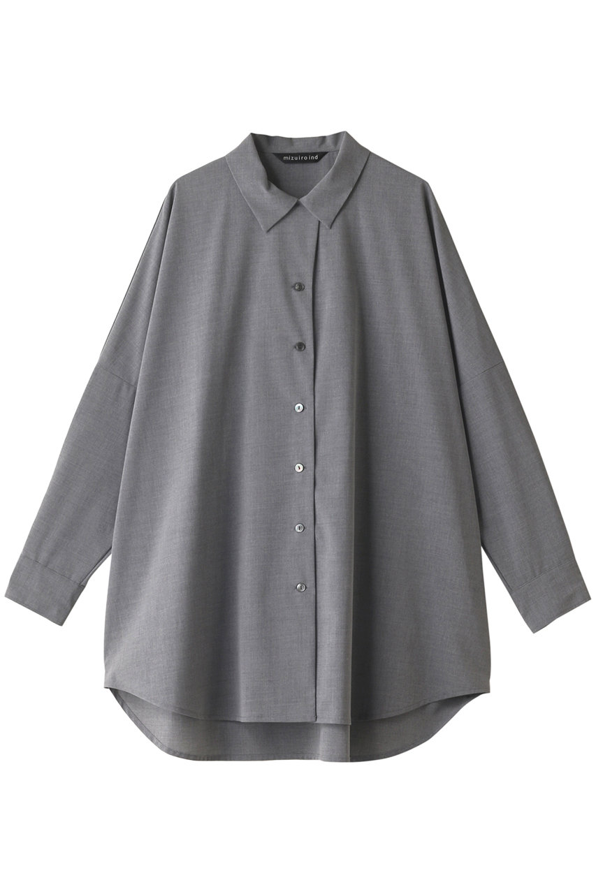 mizuiro ind wide shirt シャツ (l.gray, F) ミズイロインド ELLE SHOP