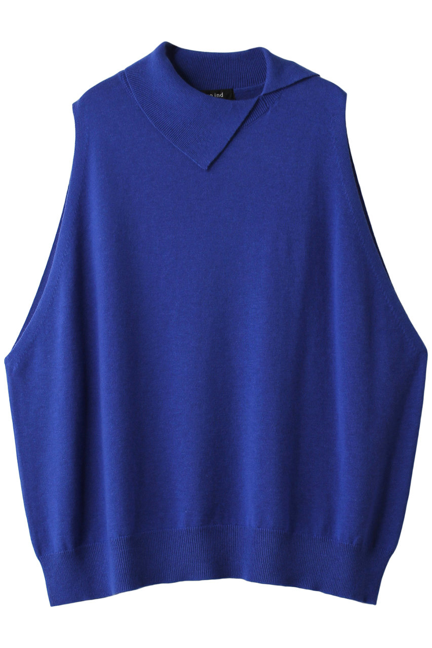 ＜ELLE SHOP＞ mizuiro ind asymmetry collar wide vest ベスト (blue F) ミズイロインド ELLE SHOP
