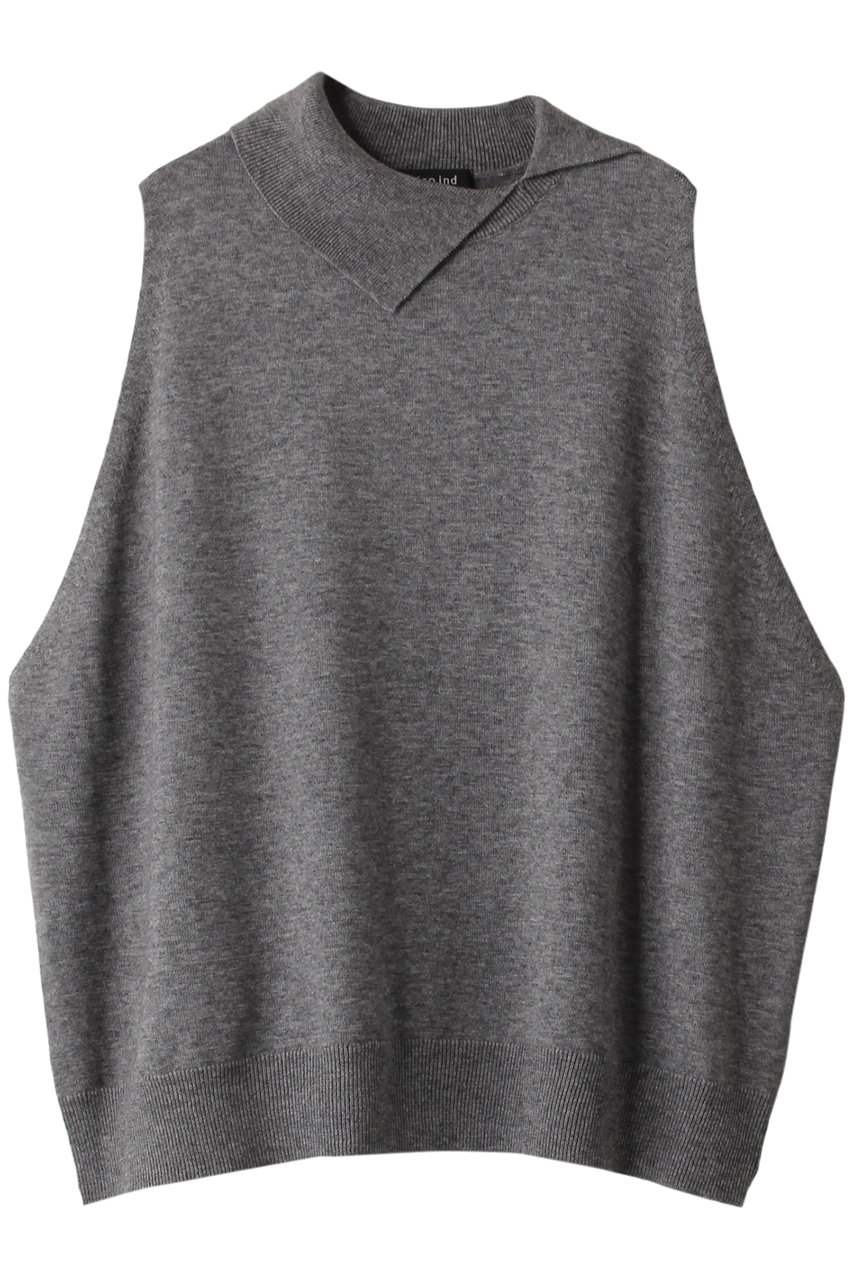 mizuiro ind asymmetry collar wide vest ベスト (gray, F) ミズイロインド ELLE SHOP