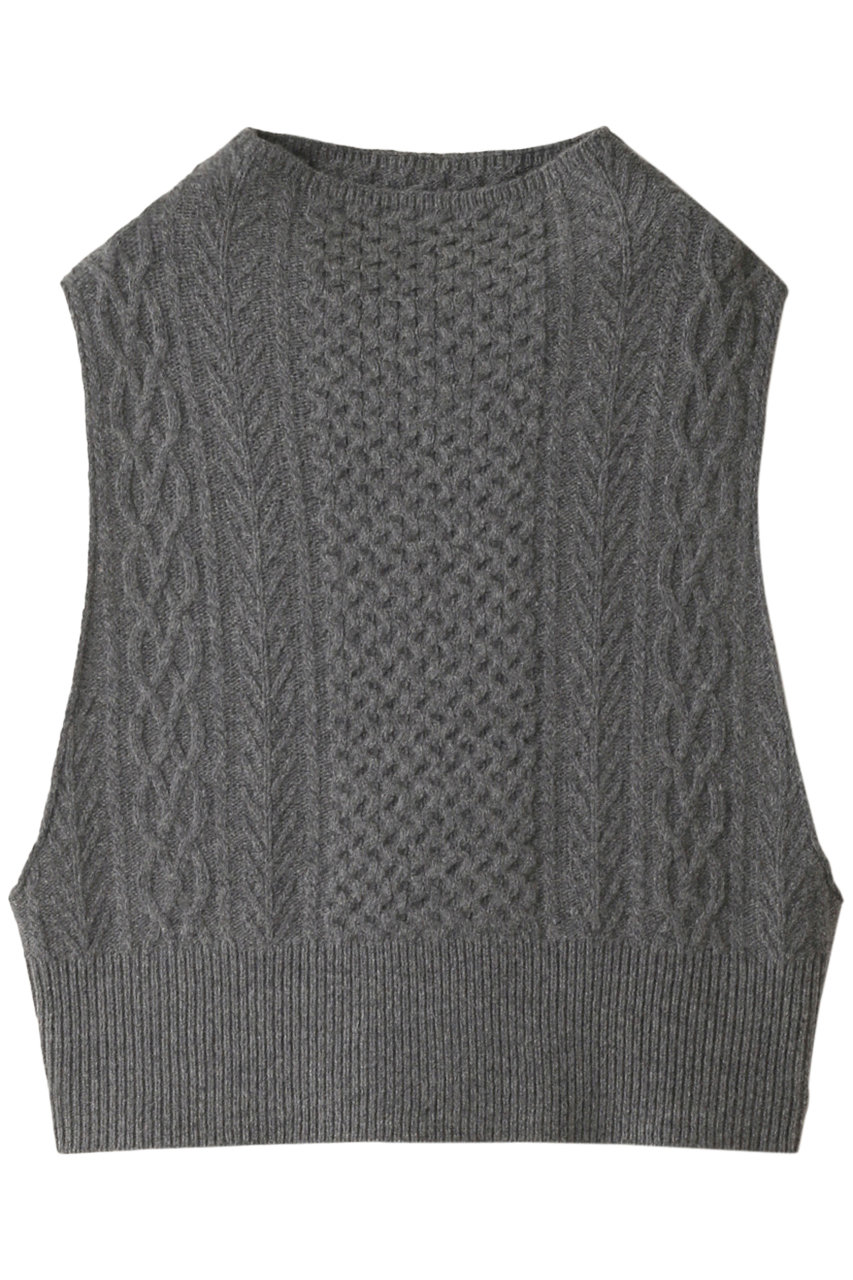 mizuiro ind bottle neck cable vest ベスト (gray, F) ミズイロインド ELLE SHOP