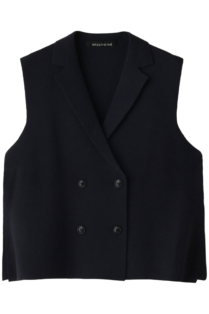 mizuiro ind(ミズイロインド)｜double breasted vest ベスト/navy の