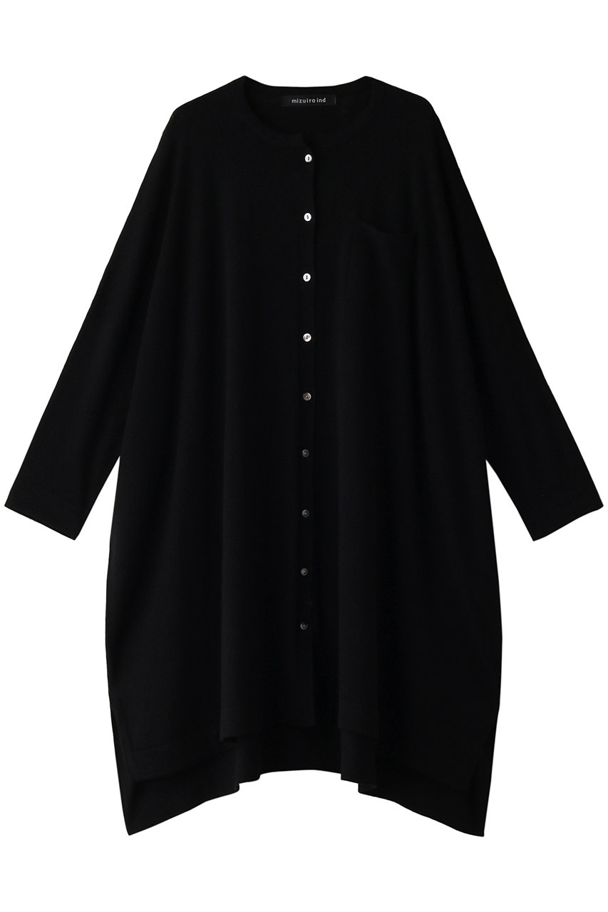 ＜ELLE SHOP＞ mizuiro ind knitted stand collar shirt OP ワンピース (black F) ミズイロインド ELLE SHOP