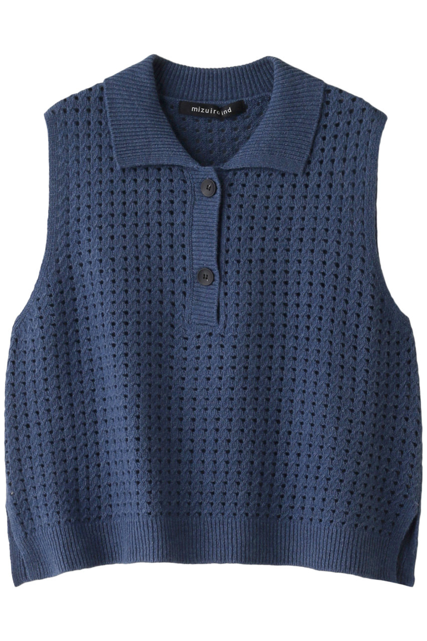 mizuiro ind short vest with collar ベスト (blue, F) ミズイロインド ELLE SHOP