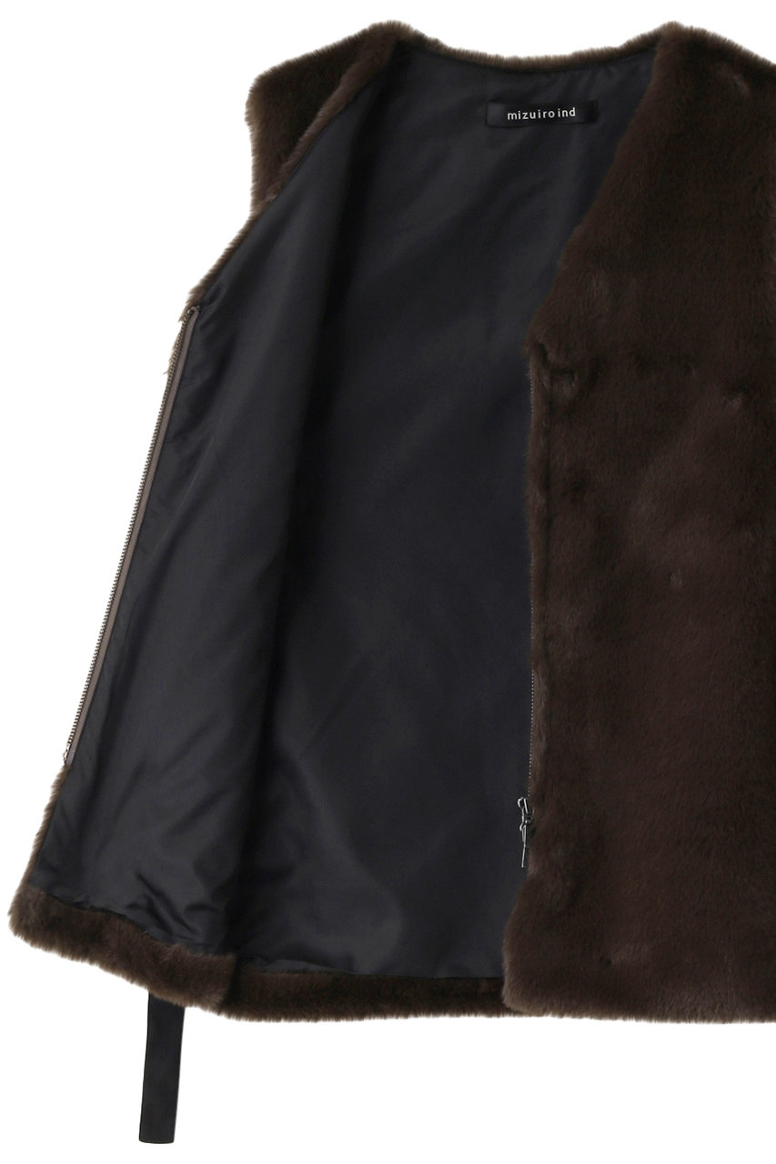 mizuiro ind(ミズイロインド)｜fake fur gilet ジレ/brown の通販