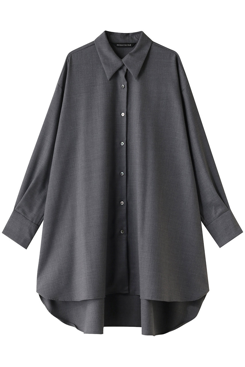 mizuiro ind wool blend A line tunic shirt シャツ (l.gray, F) ミズイロインド ELLE SHOP