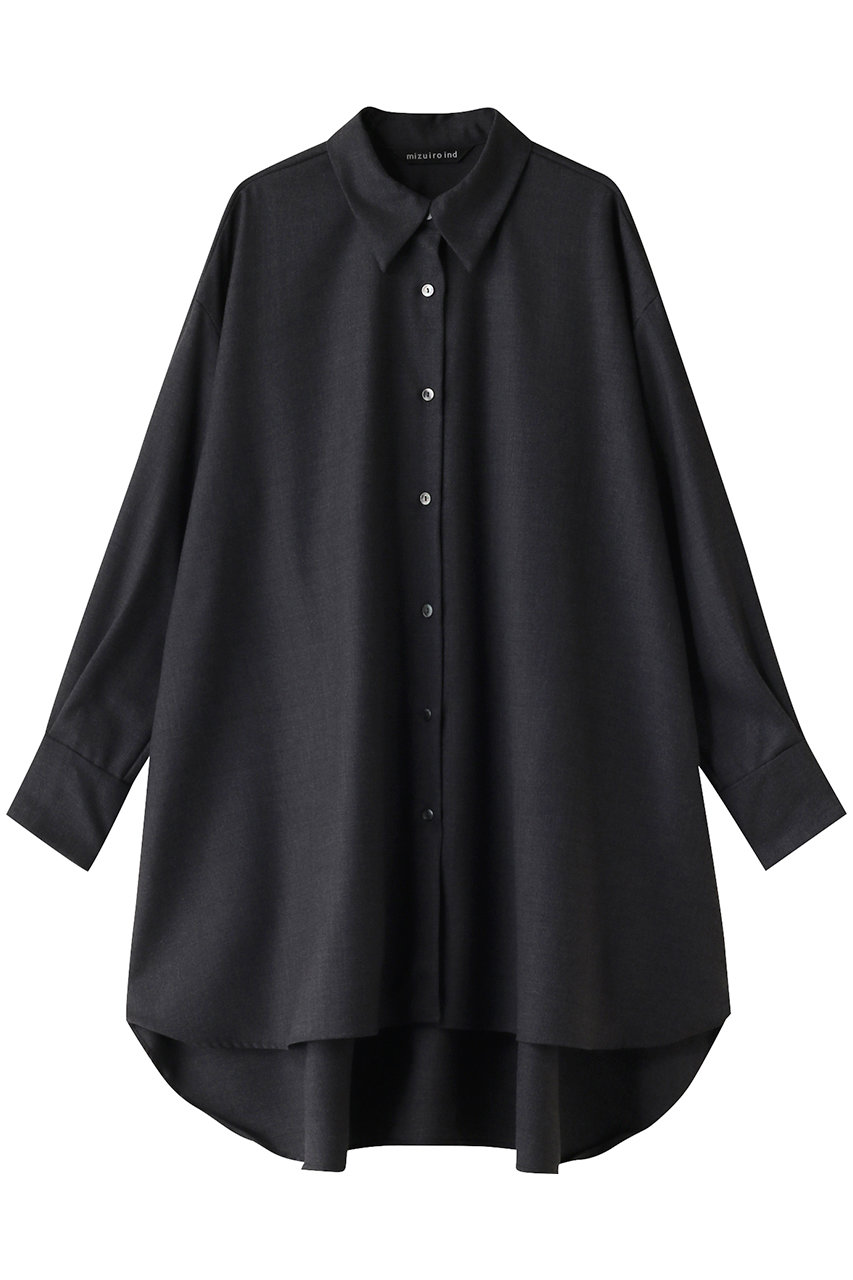 mizuiro ind wool blend A line tunic shirt シャツ (c.gray, F) ミズイロインド ELLE SHOP
