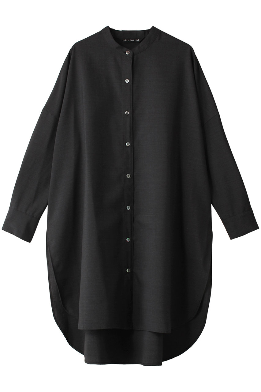 ミズイロインド/mizuiro indのT/W stand collar shirt tunic チュニック(c.gray/4-230018)