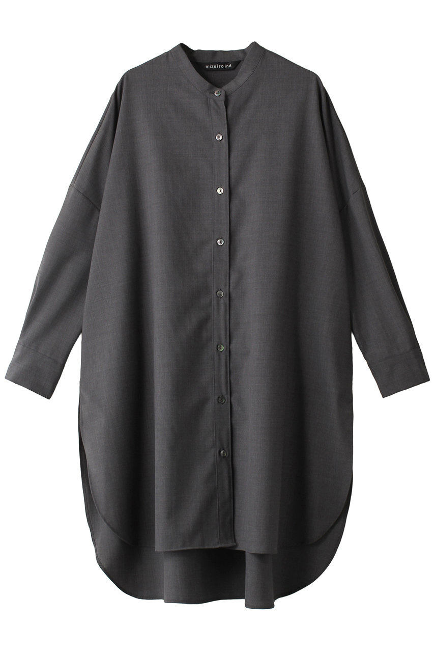 mizuiro ind T/W stand collar shirt tunic チュニック (gray, F) ミズイロインド ELLE SHOP