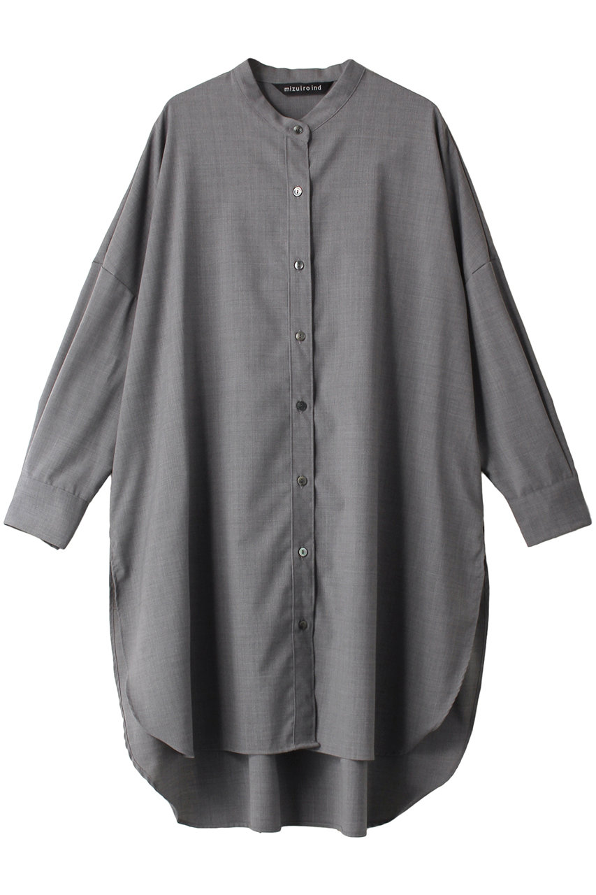 mizuiro ind T/W stand collar shirt tunic チュニック (grayA, F) ミズイロインド ELLE SHOP
