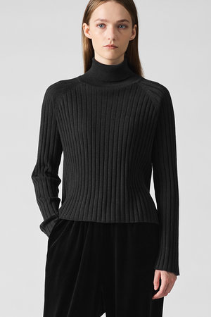 ミズイロインド/mizuiro indのwide rib turtle neck  P/O プルオーバー(110300/110301)