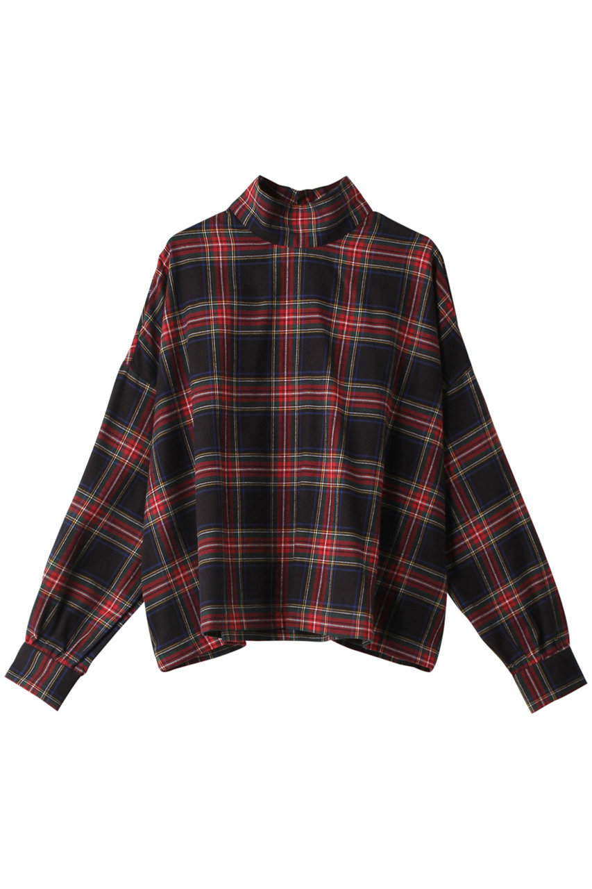 mizuiro ind(ミズイロインド)｜check stand collar shirt シャツ/red