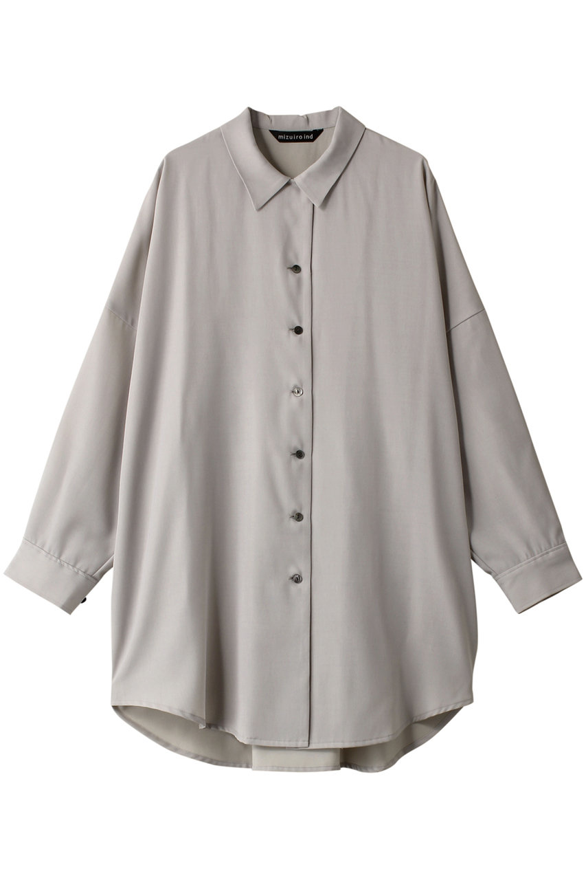 mizuiro ind T/W twill wide shirt tunic チュニック (l.gray, F) ミズイロインド ELLE SHOP