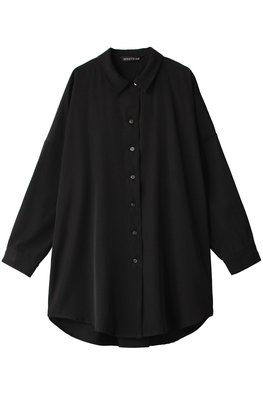 mizuiro ind T/W twill wide shirt tunic チュニック (black, F) ミズイロインド ELLE SHOP