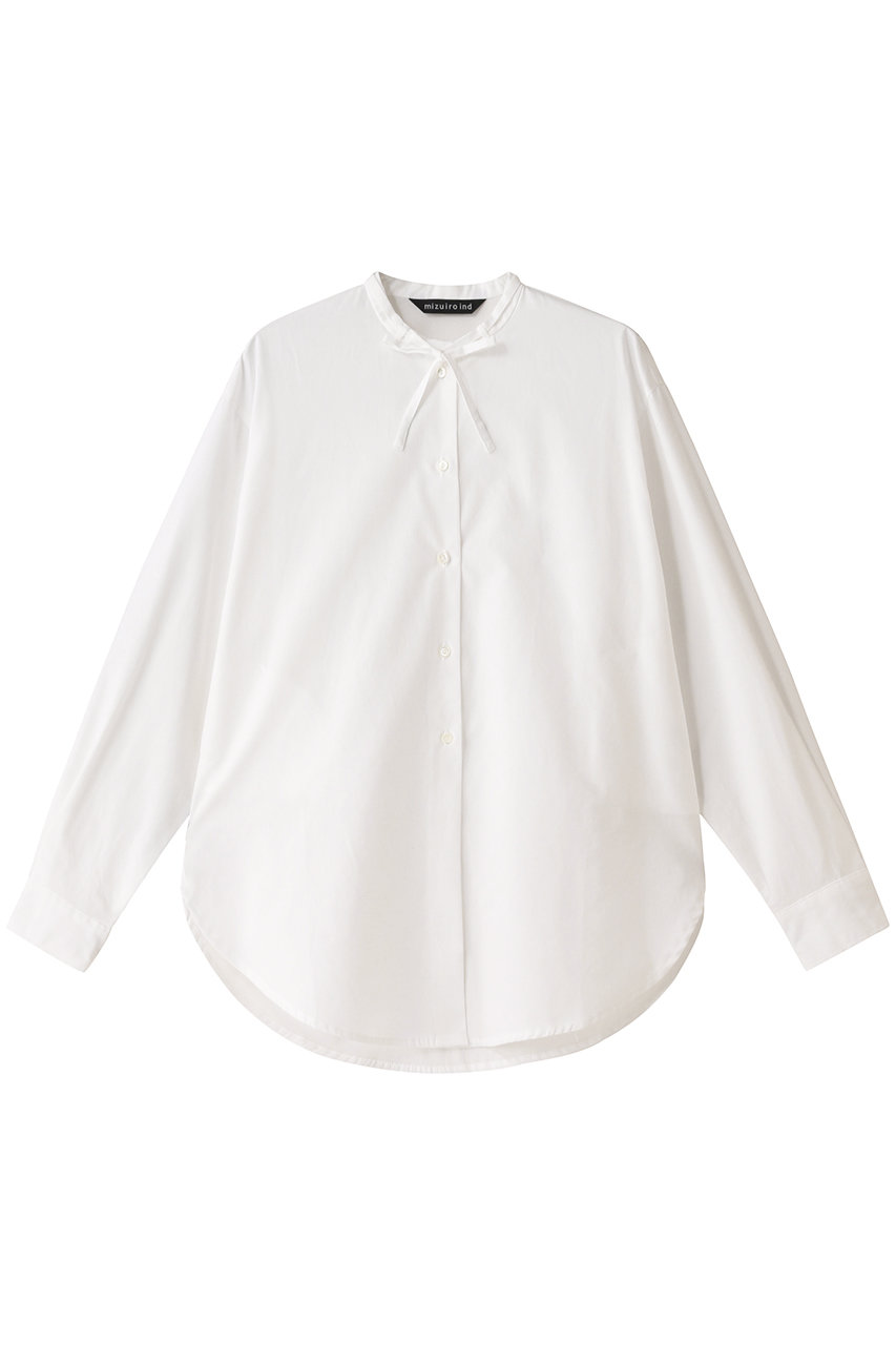 mizuiro ind ribbon tie shirt tunic チュニック (off white, F) ミズイロインド ELLE SHOP