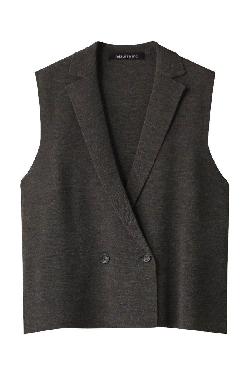 mizuiro ind double breasted vest ベスト (gray, F) ミズイロインド ELLE SHOP