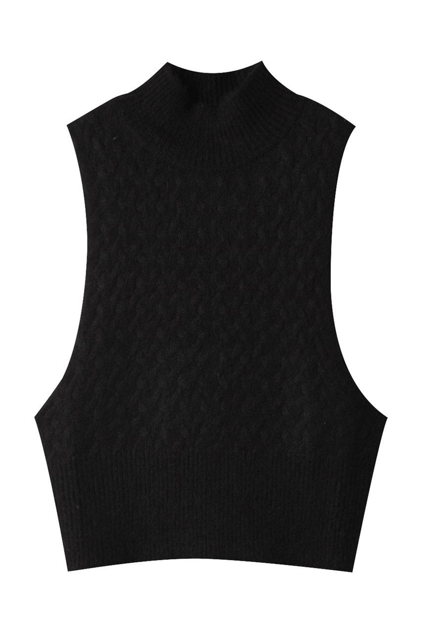 mizuiro ind bottle neck cable vest ベスト (black, F) ミズイロインド ELLE SHOP
