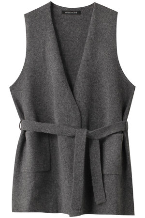 ミズイロインド/mizuiro indのv neck gilet w/belt ジレ(110800/110806)