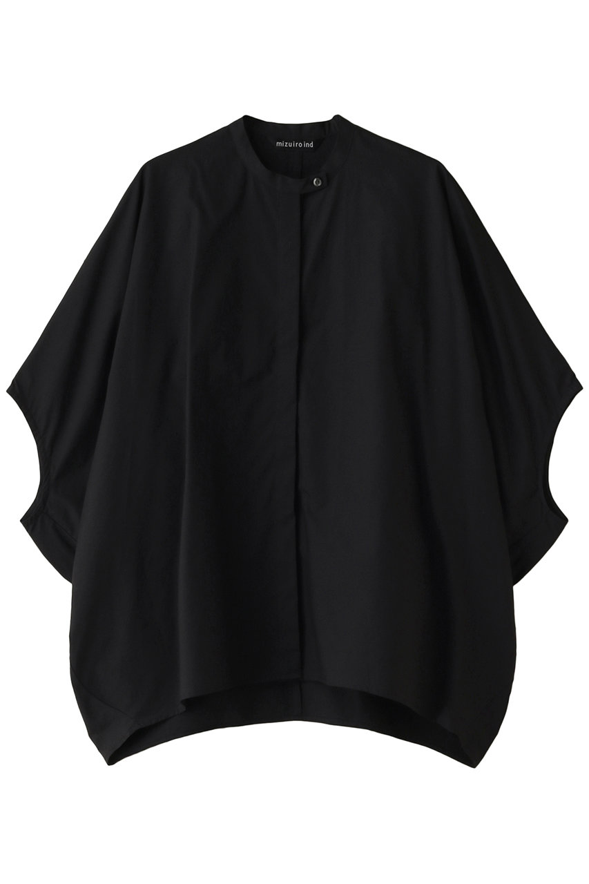 ミズイロインド/mizuiro indのband collar cocoon shirt シャツ(black/1-230036)