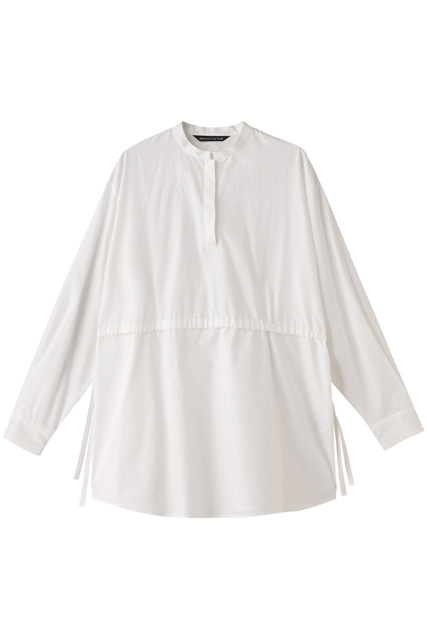 mizuiro ind stand collar side ribbon shirt シャツ (off white, F) ミズイロインド ELLE SHOP mizuiro ind stand collar side ribbon shirt シャツ (off white, F) ミズイロインド ELLE SHOP