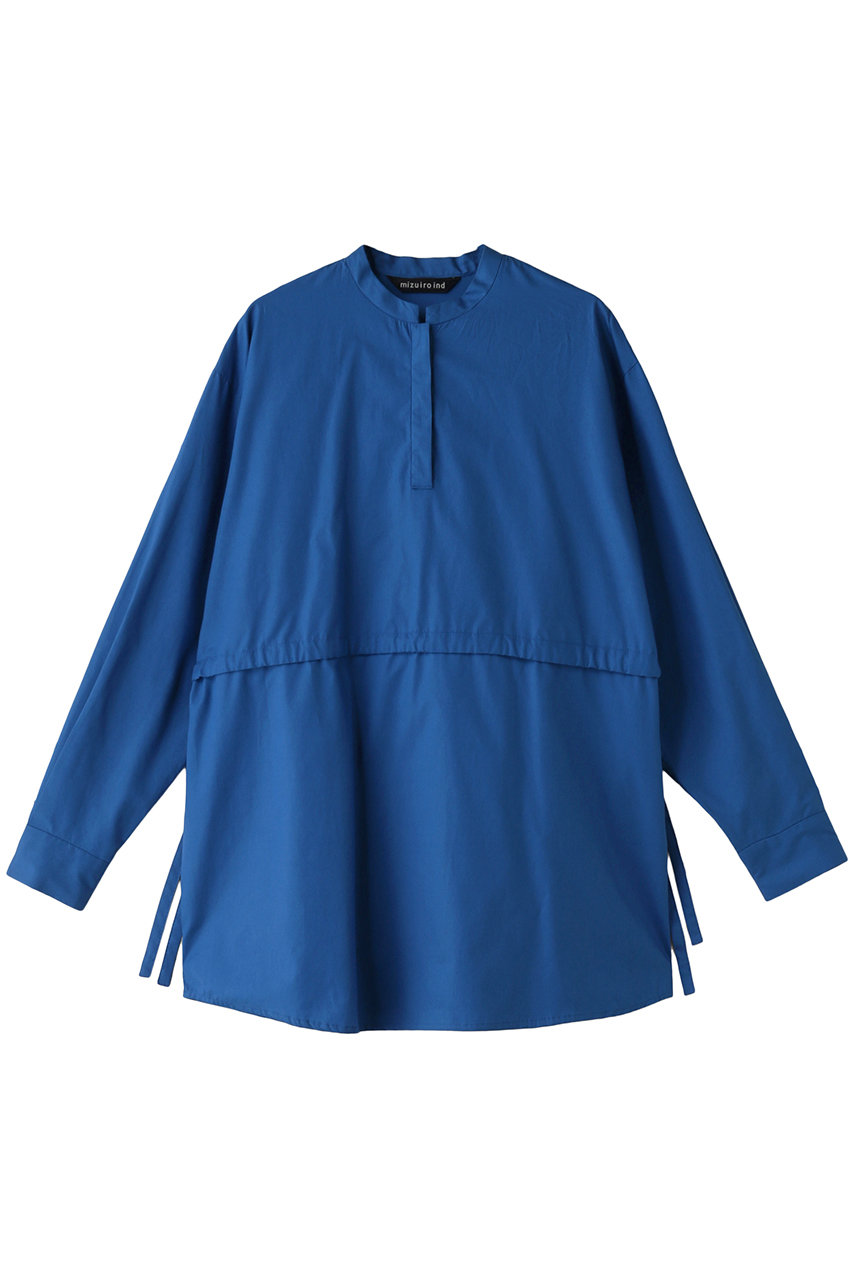 mizuiro ind stand collar side ribbon shirt シャツ (blue, F) ミズイロインド ELLE SHOP mizuiro ind stand collar side ribbon shirt シャツ (blue, F) ミズイロインド ELLE SHOP