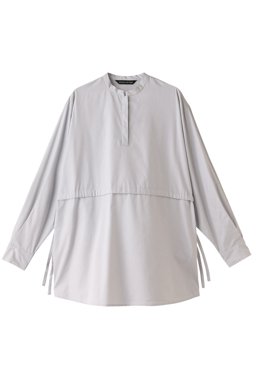 mizuiro ind stand collar side ribbon shirt シャツ (l.gray, F) ミズイロインド ELLE SHOP mizuiro ind stand collar side ribbon shirt シャツ (l.gray, F) ミズイロインド ELLE SHOP